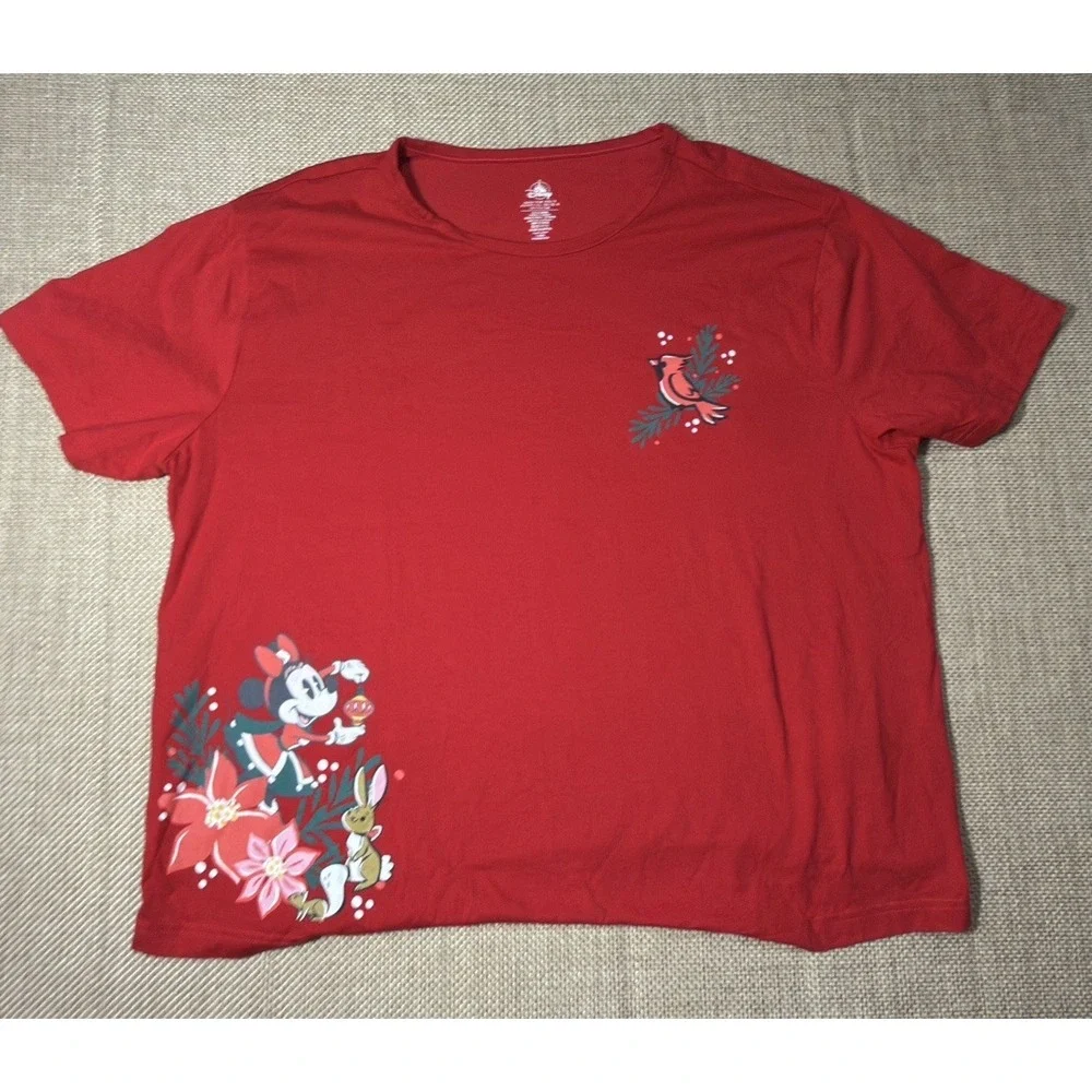 Disney Parks Minnie Mouse Lounge Set XL Red Top Shorts Pajamas Lightweight - Picture 2 of 12